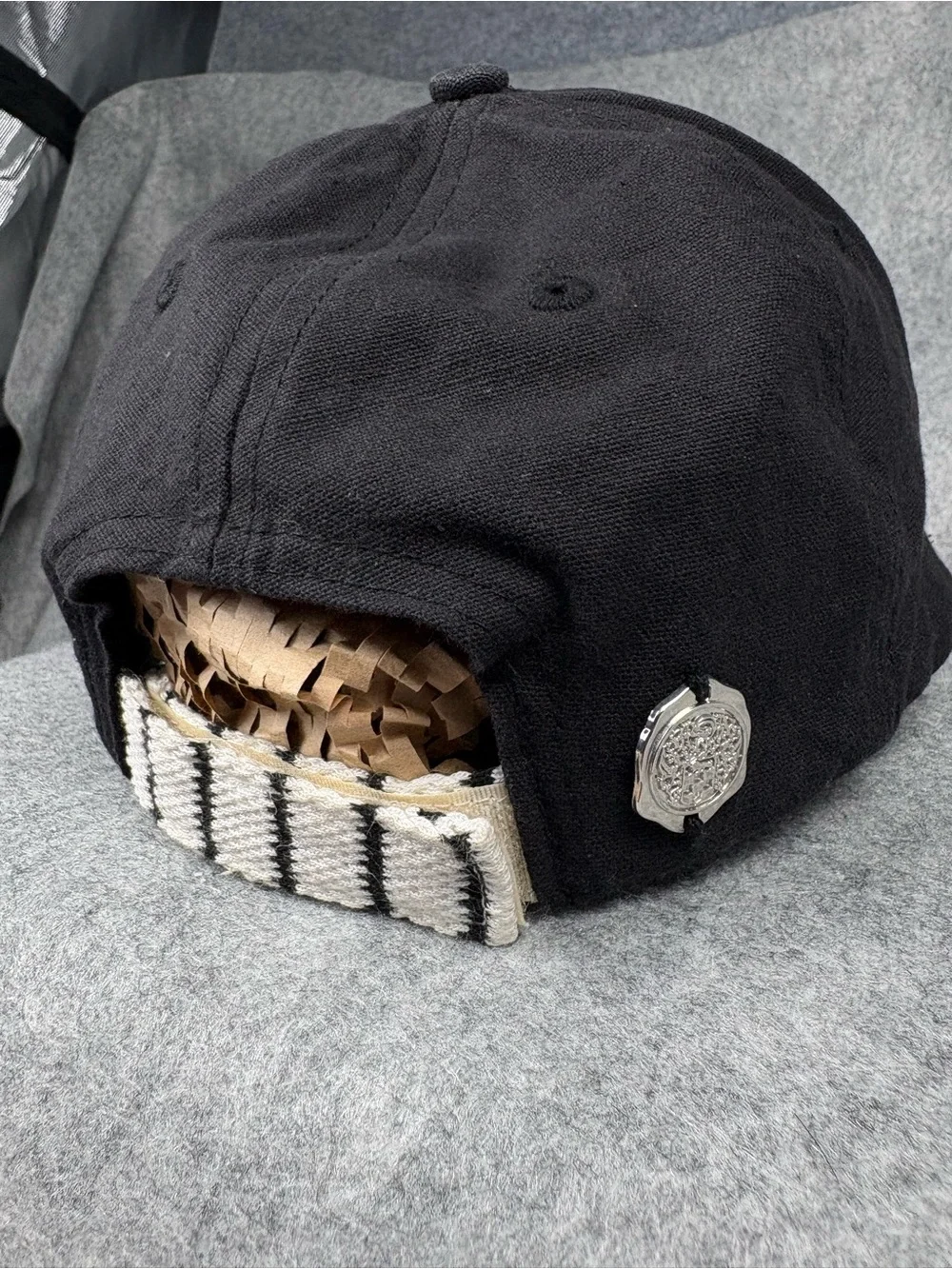 Vince Camuto Black Striped Brim Adjustable Baseball Cap One Size